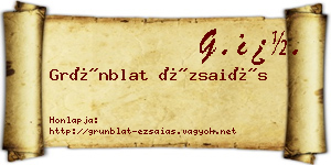 Grünblat Ézsaiás névjegykártya